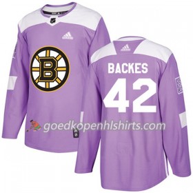 Boston Bruins David Backes 42 Adidas 2017-2018 Purper Fights Cancer Practice Authentic Shirt - Mannen